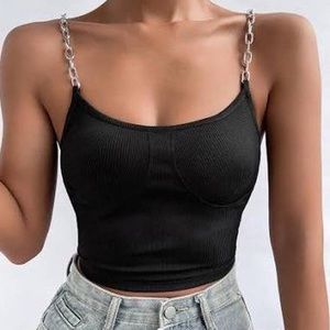 Black Chain Strap Crop Top